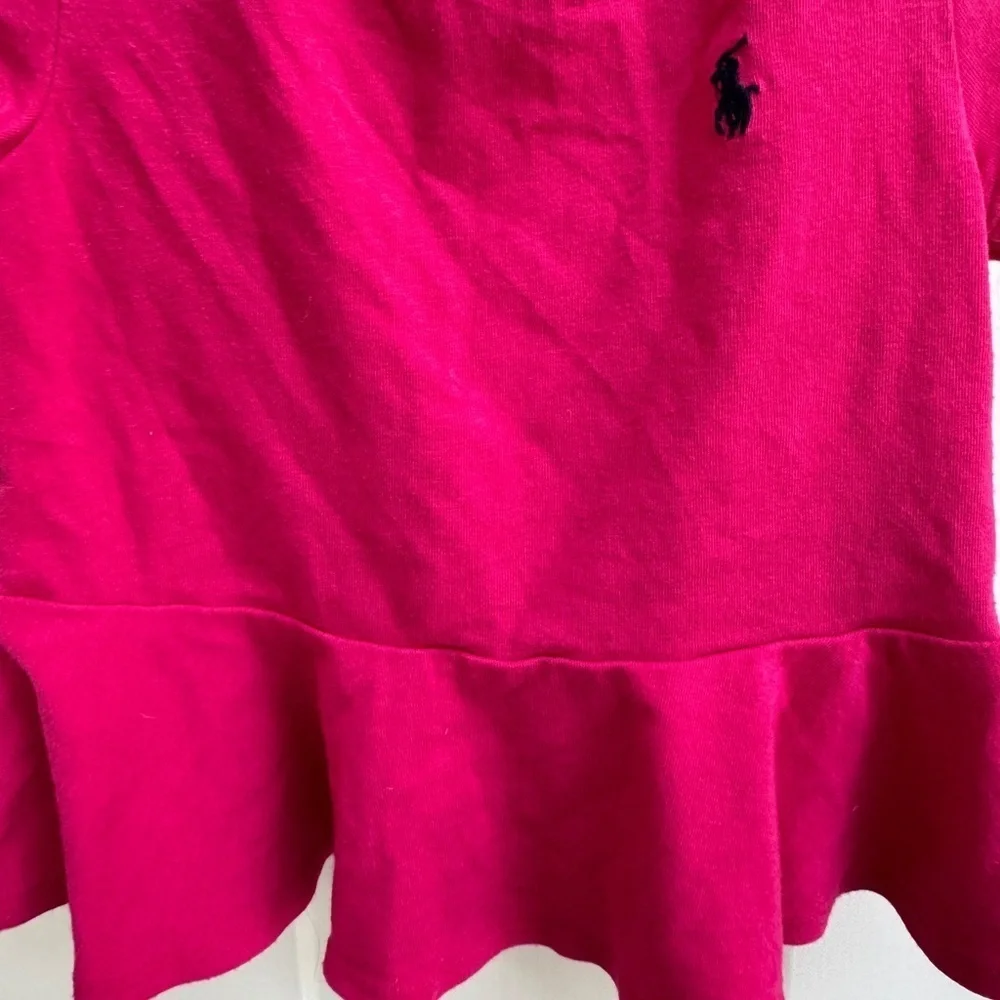 Ralph Lauren 3T Girls Pink Short Sleeve Peplum Shirt Blouse